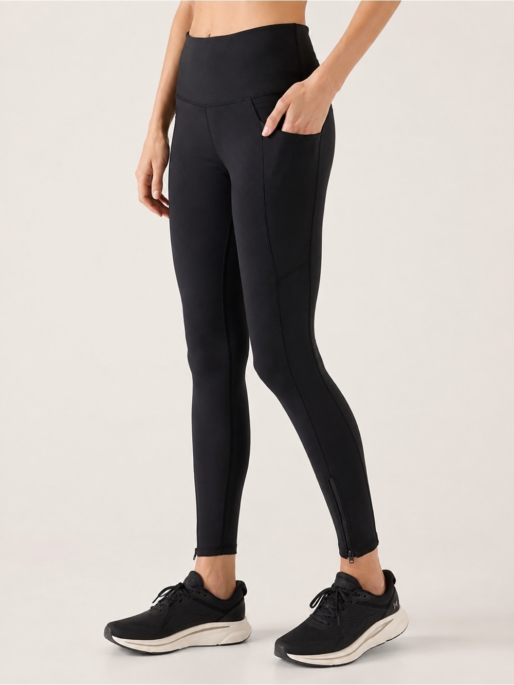 Athleta Black High-Rise Pocket Ankle Zip Leggings – XXS